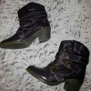 Dark purple grey western style booties